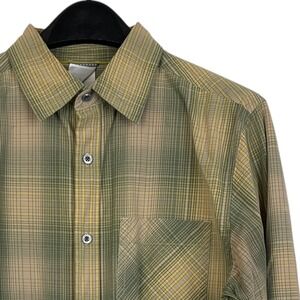 The North Face Shirt Mens Medium Green Tan Plaid Long Sleeve Button Down AP5X EX